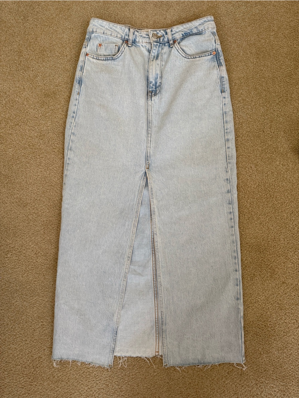 Light Wash Long Denim Skirt